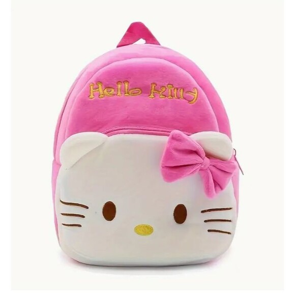Sanrio pink HELLO KITTY bow plush backpack bag dbl zipper - Picture 7 of 9